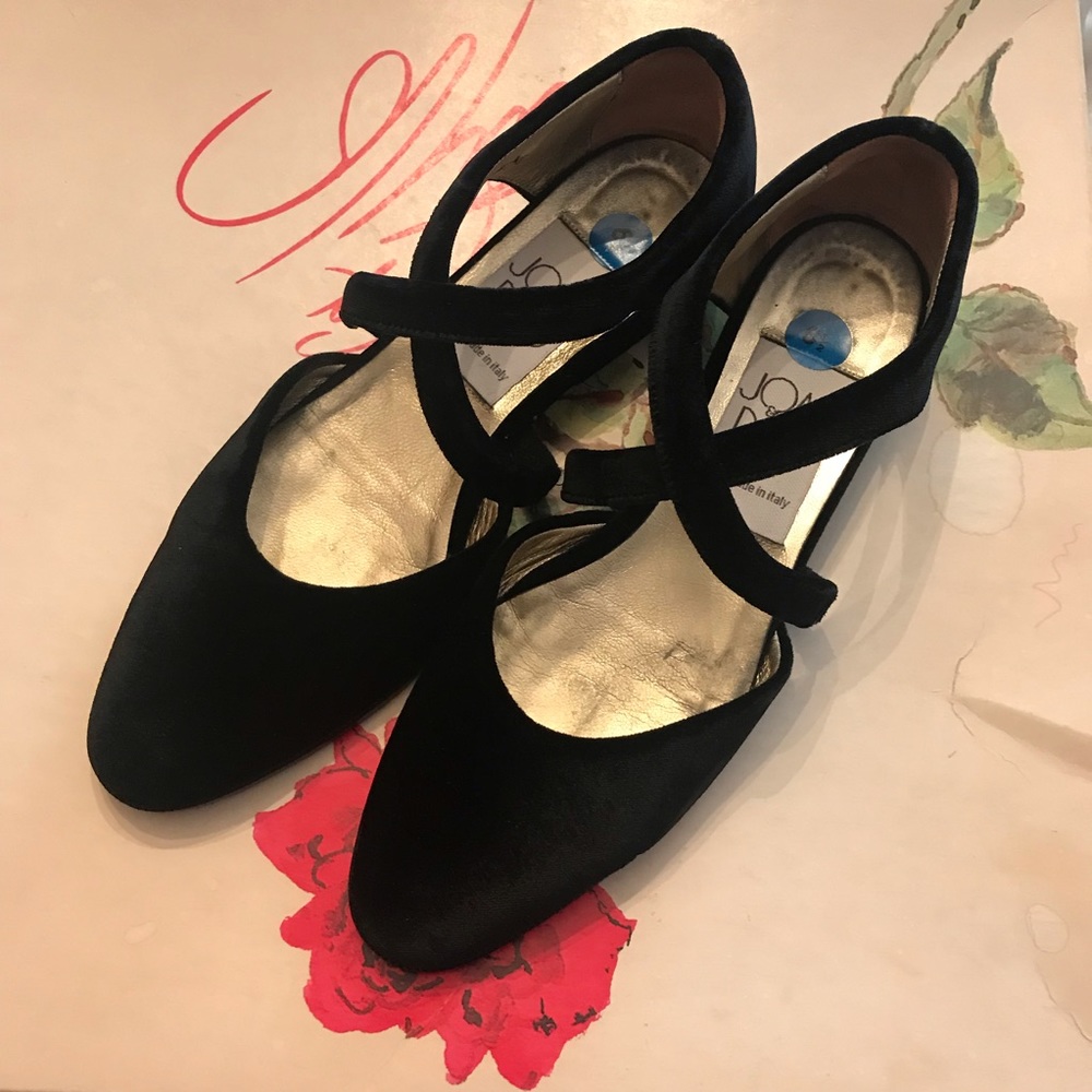 Black velvet joan and david heel flats